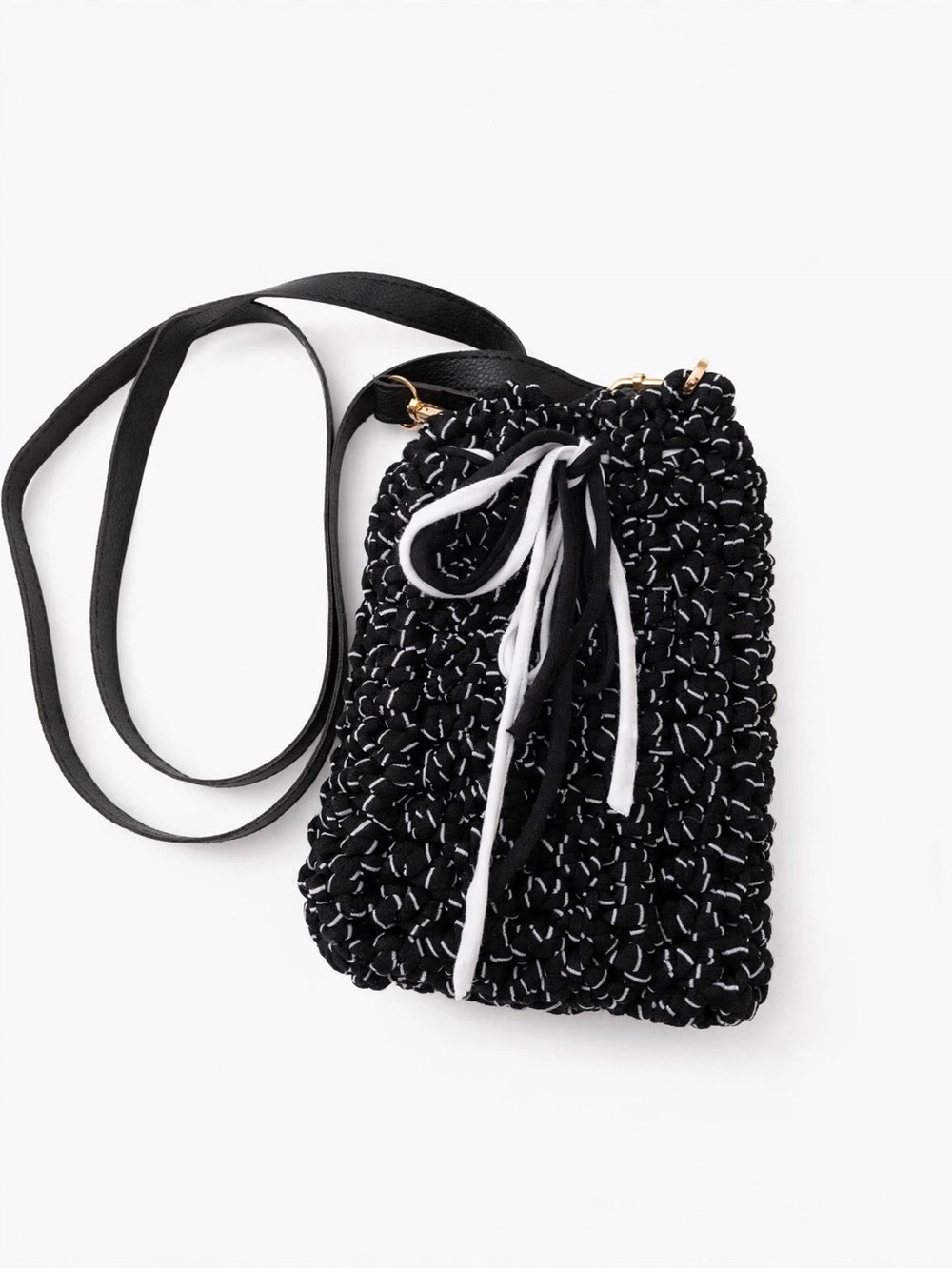 Black & White Knit Crossbody Bag